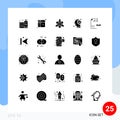 25 Universal Solid Glyphs Set for Web and Mobile Applications develop, mind, atom, protect, head