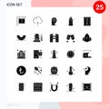25 Universal Solid Glyphs Set for Web and Mobile Applications diploma, certificate, focus, water, drink