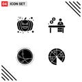 4 Universal Solid Glyphs Set for Web and Mobile Applications face, communication, avatar, office, internet