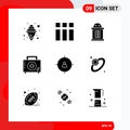 Set of 9 Modern UI Icons Symbols Signs for human, fitness, ticket, first, box