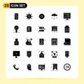 25 Universal Solid Glyphs Set for Web and Mobile Applications info, contact, bag, computer, weather