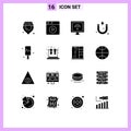 16 Universal Solid Glyphs Set for Web and Mobile Applications lab, ice cream, smart, ice, science