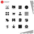 16 Universal Solid Glyphs Set for Web and Mobile Applications local, area, browser, weather, moon