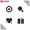 Universal Solid Glyphs Set for Web and Mobile Applications mail, heart, stamps, pan, mobile Royalty Free Stock Photo