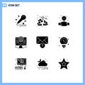 9 Universal Solid Glyphs Set for Web and Mobile Applications message, network, gauge, globe, computer
