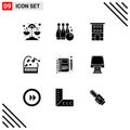 9 Universal Solid Glyphs Set for Web and Mobile Applications moleskin, piano, building, music, shops