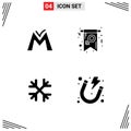 4 Universal Solid Glyph Signs Symbols of monetary unit, snow, crypto currency, female, winter