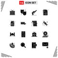 16 Universal Solid Glyphs Set for Web and Mobile Applications money, setting, gun, file, business