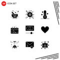 9 Universal Solid Glyphs Set for Web and Mobile Applications month, chinese, money, calendar, thermometer