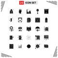 25 Universal Solid Glyphs Set for Web and Mobile Applications music, instrument, knowledge, audio, factory