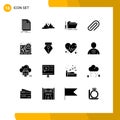 16 Universal Solid Glyphs Set for Web and Mobile Applications paper, clip, nature, service, repair