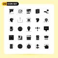 25 Universal Solid Glyphs Set for Web and Mobile Applications phone book, paper, justice, news paper, promote