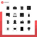 16 Universal Solid Glyphs Set for Web and Mobile Applications photo, toggle, retro, switch, shop
