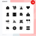 16 Universal Solid Glyphs Set for Web and Mobile Applications report, like, edit, love, night