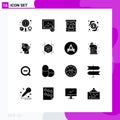 16 Universal Solid Glyphs Set for Web and Mobile Applications research, money, advertising, card, marketing