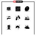 9 Universal Solid Glyphs Set for Web and Mobile Applications shoes, receive, food, plane, mail