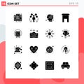 16 Universal Solid Glyphs Set for Web and Mobile Applications shop, institute building, people, building, human