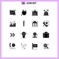 16 Universal Solid Glyphs Set for Web and Mobile Applications shopping, chart, laptop, analytics, chair