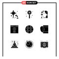 9 Universal Solid Glyphs Set for Web and Mobile Applications soccer, ball, arch, website, block