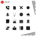 16 Universal Solid Glyphs Set for Web and Mobile Applications startup, rocket, back to school, timer, gear