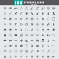 100 Universal Standard Icons vector