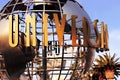 Universal Studios Hollywood. The globe with the inscription Universal Studios, at the entrance, the main attraction of Los Angeles