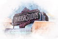 Universal Studios entrance, Hollywood, Los Angeles - USA.