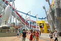 Universal Studios Singapore Battlestar Galactica roller coaster metal rail tracks in Sentosa, Singapore Royalty Free Stock Photo