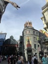 Universal Studios Wizarding World of Harry Potter dragon above Gringotts Bank