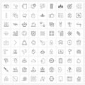 Universal Symbols of 81 Modern Line Icons of came scope, setting, tea, performance, config