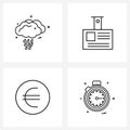 Universal Symbols of 4 Modern Line Icons of cloud, money, card, profile, compass