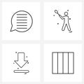 Universal Symbols of 4 Modern Line Icons of dialog, arrow, text, tennis, direction