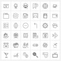 Universal Symbols of 36 Modern Line Icons of divide, tag, cloud, label, bookmark