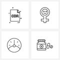 Universal Symbols of 4 Modern Line Icons of file, dashboard, car, love, speed