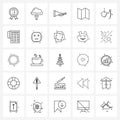 Universal Symbols of 25 Modern Line Icons of hand, maps, internet, location, beep