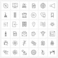 Universal Symbols of 36 Modern Line Icons of internet, icon, cinema, files, file type