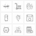 Universal Symbols of 9 Modern Line Icons of navigate, home appliances, product, electronics, storage