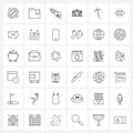 Universal Symbols of 36 Modern Line Icons of park, entertainment, folder, amusement park, hardware