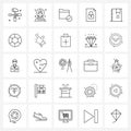 Universal Symbols of 25 Modern Line Icons of university, scheduler, checkmark, learning, security