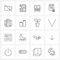 Universal Symbols of 16 Modern Line Icons of valentine, love, video player, secure, gdpr document