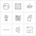 Universal Symbols of 9 Modern Line Icons of websites, web, cloud, electronic, fan