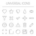 Universal symbols set - basic icons. Simple thin line vector icon set