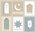 6 universal templates brochure, booklet, card in retro style with arabian patterns. Social media and marketing banners