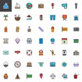 Universal travel filled outline icons set