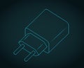 Universal USB charger isometric blueprint Royalty Free Stock Photo