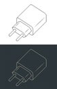 Universal USB charger isometric drawings Royalty Free Stock Photo