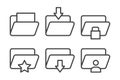 Universal web element set for building internet site, developing application. Archive, folder, organizer icon group. Modern, lined