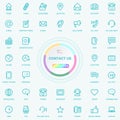 Universal Web And Internet Contact Us Line Icons Set. Web, Blog And Social Media Buttons. Vector Illusitration Isolated Royalty Free Stock Photo