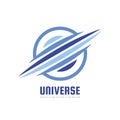 Universe - concept business logo template vector illustration. Abstract space planet creative sign. Progress development symbol. Royalty Free Stock Photo