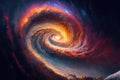 Universe cosmic spiral galaxy, black hole in center of the spiral galaxy nebula vortex. Billions of stars and planets Royalty Free Stock Photo